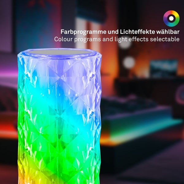 Battery RGB-LED table light, crystal optics, trans