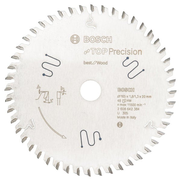 Bosch Kreissägeblatt Top Precision Best for Wood, 165 x 20 x 1,8 mm, 48 - 2608642384