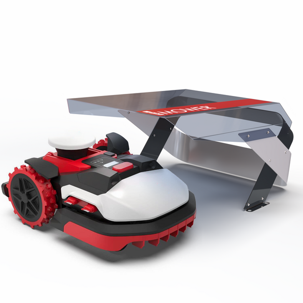 Mähroboter mit Regenschutzdach