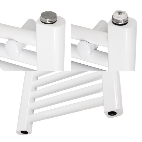 ECD Germany Badheizkörper Elektrisch 400x1800 mm mit Heizstab 900W Große Leistung Weiß gebogen mit Seitenanschluss-Design Heizkörper Handtuchwärmer Handtuchtrockner Handtuchheizkörper Handtuchheizung