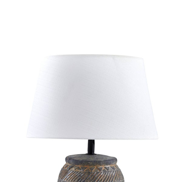 Lindby Tischlampe Aelith (Landhaus, Vintage Rustikal) in Alu aus Textil (1 flammig E27) - Tischleuchte Schreibtischlampe Nachttischlampe Wohnzimmerleuchte