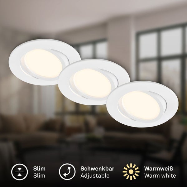 3er Set LED Einbaustrahler LED Einbauleuchten Spots Warmweiß Schwenkbar Flur