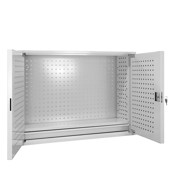 PROREGAL Werkzeugwandschrank mit 2 Türen 1 Fachboden 1 Schublade HxBxT 75,5 x 105 x 31 cm Lichtgrau
