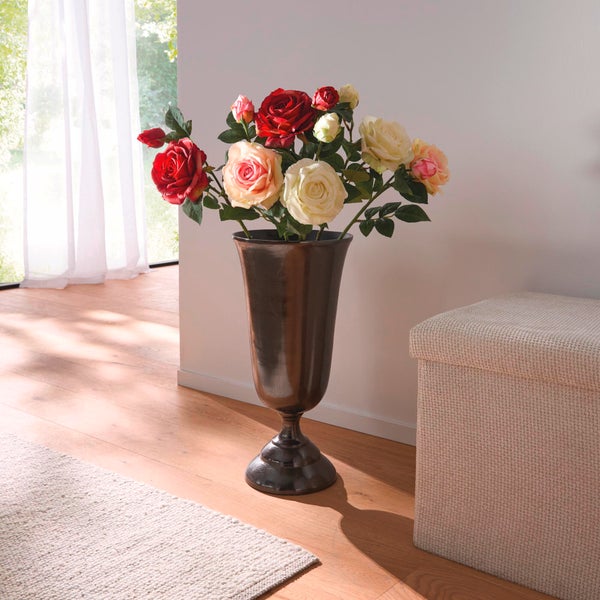 FRANK FLECHTWAREN|Vase Glossy Black, 23 x 23 x 48 cm, ALUMINIUM