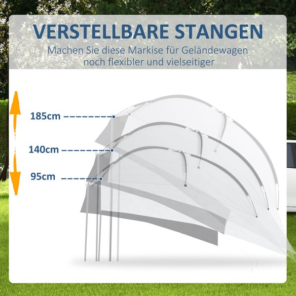 Outsunny Heckzelt Auto Autozelt Wasserdichtes Auto Markisen Zelt inkl. Stahlgestell, Regenschutz, Sonnenschutz, Leichte Tragbare für Lkw, Wohnmobil, Van, Outdoor Camping Reisen, 3 x 2,6 x 2,3-2,6 m