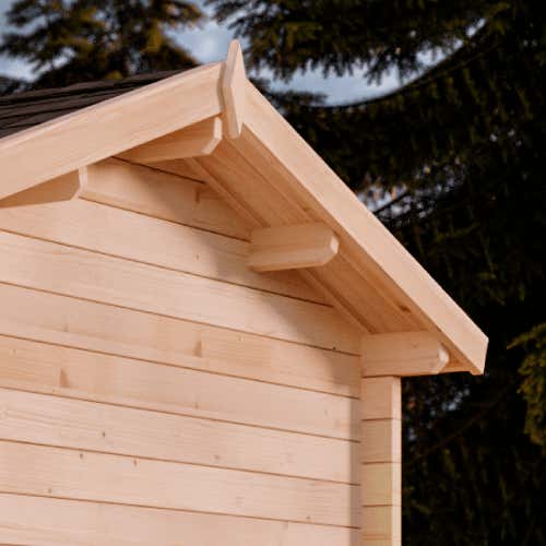 FinnTherm Saunahaus Genf-70 Gartensauna 4 Sitzbänke aus Holz, Sauna mit 70 mm Wandstärke, Außensauna mit Montagematerial, Naturbelassen 5,9x3,3m