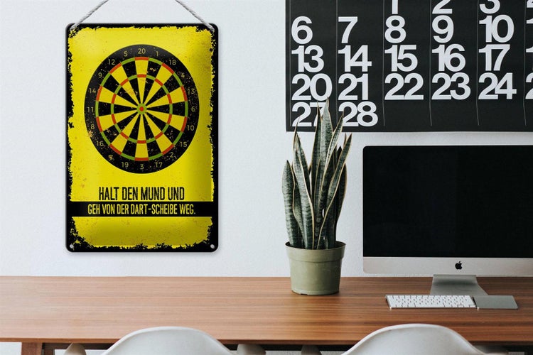 Blechschild Spruch Halt den Mund und geh von Dart 20x30cm
