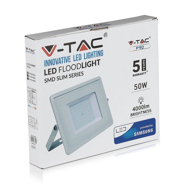 V-TAC VT-50-W - Weiße LED-Flutlichter - Samsung - IP65 - 50W - 4000 Lumen - 4000K - 5 Jahre