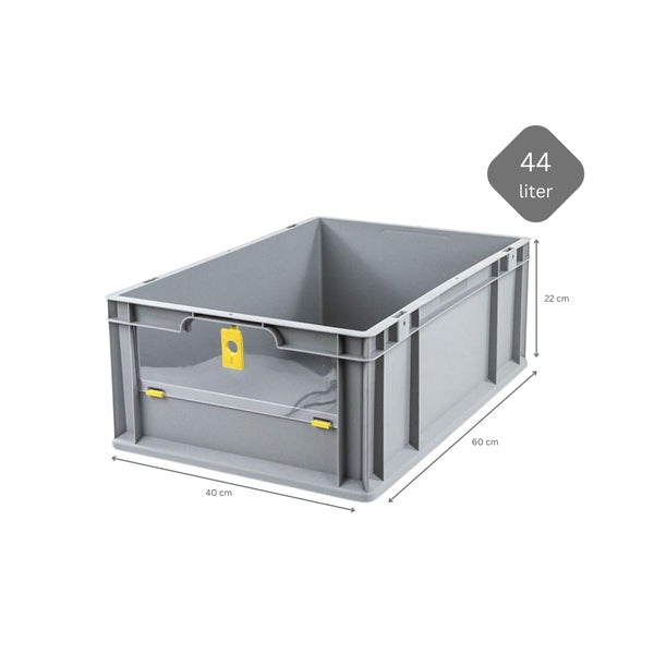 PROREGAL Eurobox NextGen Insight Cover HxBxT 22 x 40 x 60 44 Liter Niedrig/Gelb Eurobehälter Transportbox