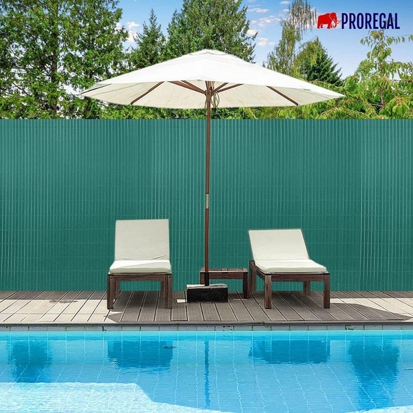PROREGAL Fi-Chi – Premium Sichtschutzmatte Zaun Sichtschutz PVC- Sichtschutzmatte Gartensichtschutz Höhe 1,5 m Länge 3 m HxL 1,5 x 3 m Grün