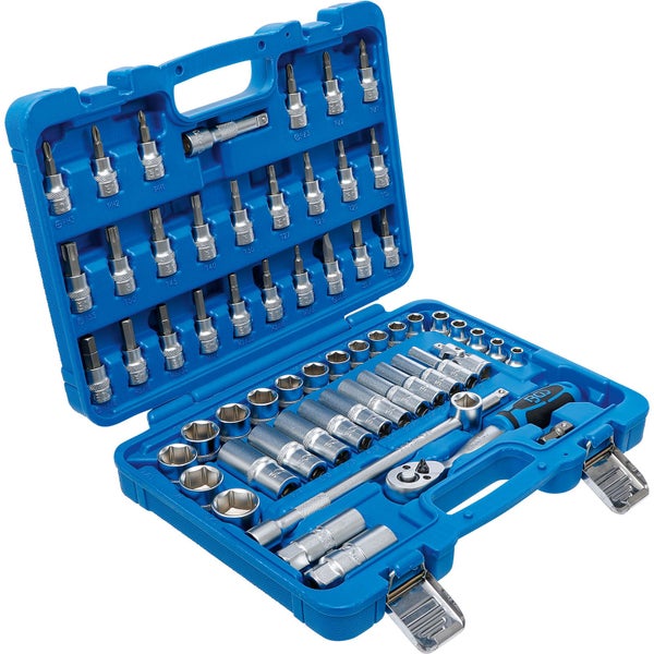 BGS Technic Steckschlüsselsatz mit diversen Bits und Stecknüssen im blauen Koffer