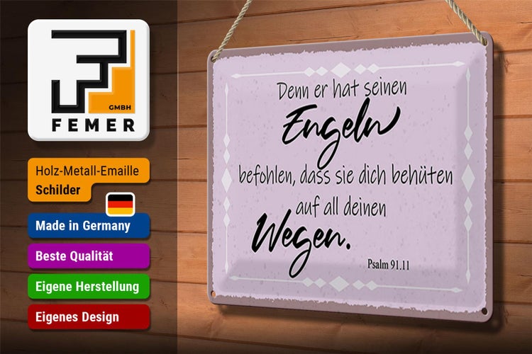 Blechschild Spruch 30x20cm er hat seinen Engeln befohlen