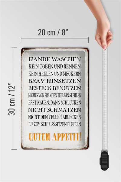Blechschild Spruch 20x30cm Hände waschen guten Appetit