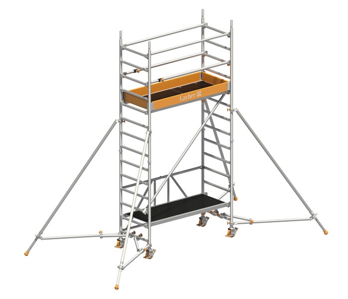 Gerüst mit Rädern und Stabilisatoren von Layher