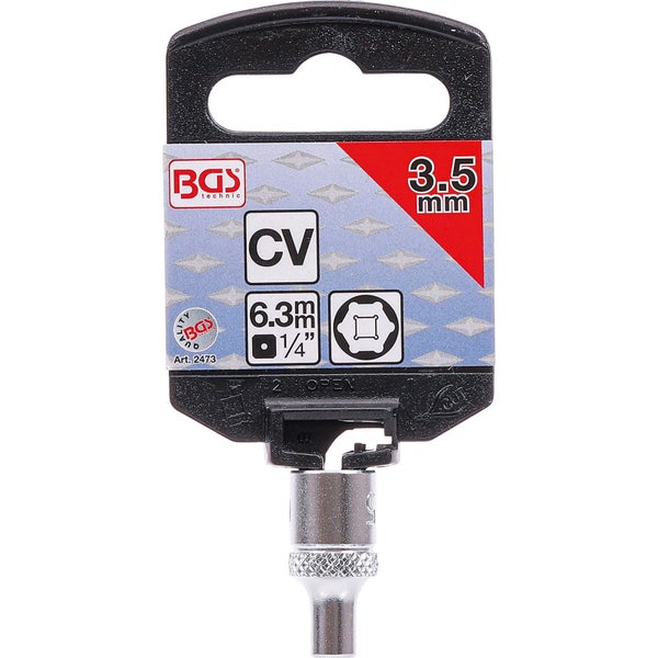 BGS Steckschlüssel-Einsatz Sechskant Antrieb Innenvierkant 6,3 mm (1/4) SW 3,5 mm - 2473