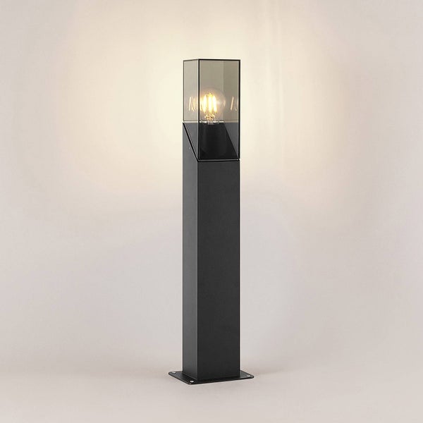 Lucande Außenleuchte Fiola (spritzwassergeschützt (Modern) in Schwarz aus Aluminium (1 flammig, E27) - Wegeleuchte Pollerleuchte Wegelampe Sockelleuchte