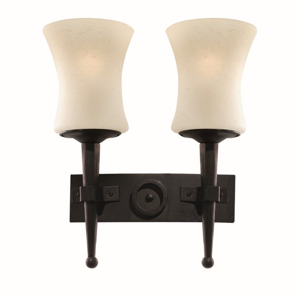 Wandleuchte mit zwei Lampen und Lampenschirmen