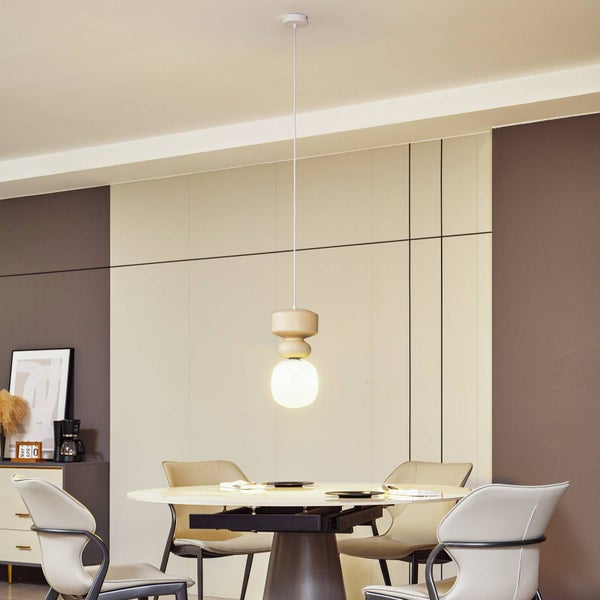 Lucande Pendelleuchte Fidelo (Skandinavisch) in Weiß aus Keramik (1 flammig, E14) - Deckenlampe Esstischlampe Hängelampe Hängeleuchte Wohnzimmerleuchte