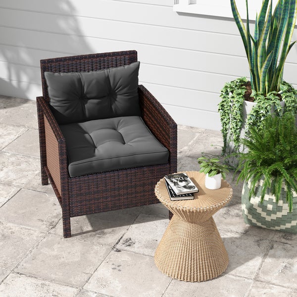 Outsunny 2er-Set Gartenstuhlauflagen Sitzauflagen Sitzpolster Stuhlkissen mit 10 cm dicken Polsterung für Rattan- & Gartenmöbel, Polyester, Dunkelgrau