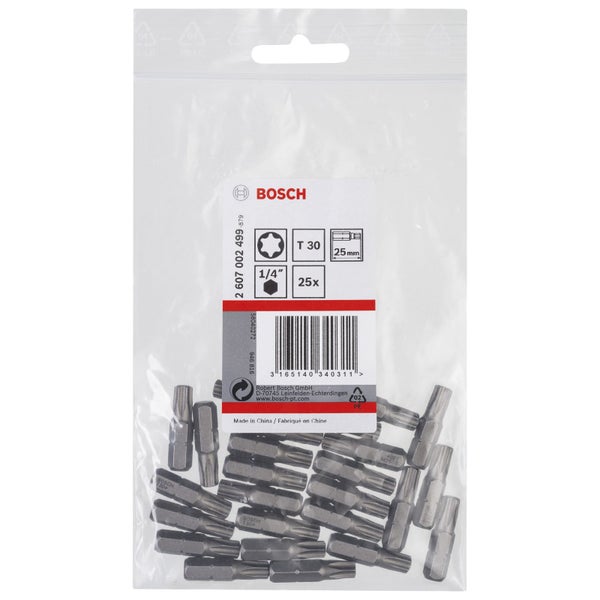 Bosch Bit Set Torx T 30, 25 Stück, 25 mm lang