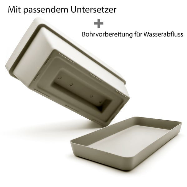 BigDean 3 Stück Blumenkasten 39 cm aus bruchfestem Kunststoff in Mokka – Balkon Pflanzkasten für innen & außen geeignet – Made in Europe