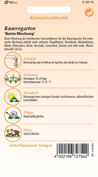 Blumensamenpackung Bauerngarten 'Bunte Mischung'