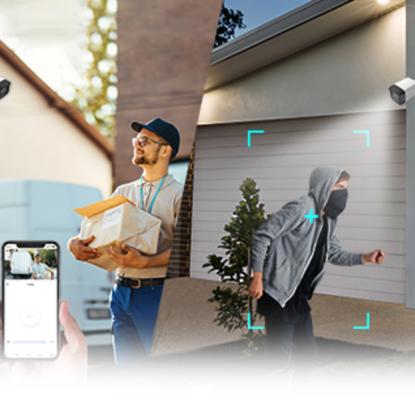 Überwachungskameras im Einsatz: Paketbote und Einbrecher werden gefilmt.