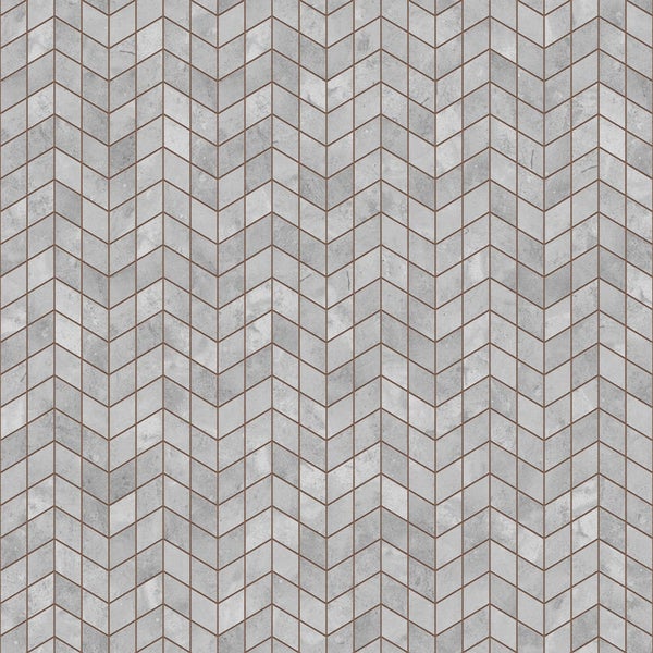 Tapete mit Chevron-Muster in Betonoptik, grau