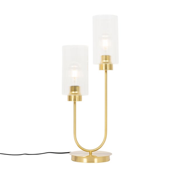 Tischleuchte mit zwei Leuchten aus Glas und Metall