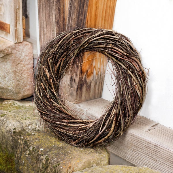 FRANK FLECHTWAREN | Kranz Reisig, groß, NATURMATERIALIEN, ca. Ø 45 cm, Innen-Ø 26 cm, ohne Deko