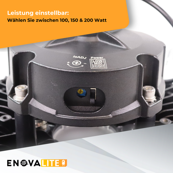 ENOVALITE LED HighBay UFO Hallenstrahler Leistung einstellbar 100 150 200W Neutralweiß 17000-34000lm IP65 LIFUD