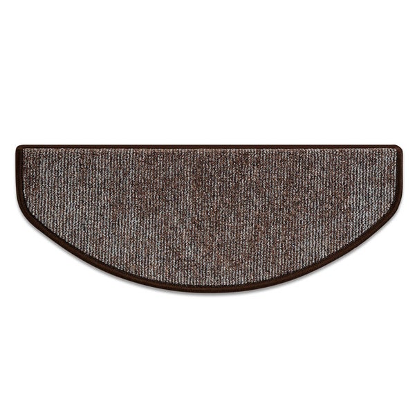FLOORDIREKT Stufenmatte York - Widerstandsfähig & Pflegeleicht - Dunkelbraun - Halbrund - 23.5 x 65 cm