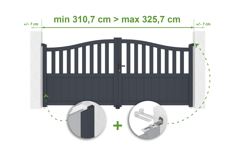 Doppeltor mit Breitenangabe für den Garten