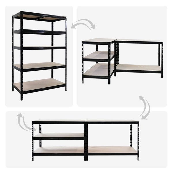 PROREGAL Mega Deal Tiger Black 1x Eckregal + 2X Schwerlastregal 180x120x60cm Schwarz mit Fachlasten 175 + 265 kg Eckregal