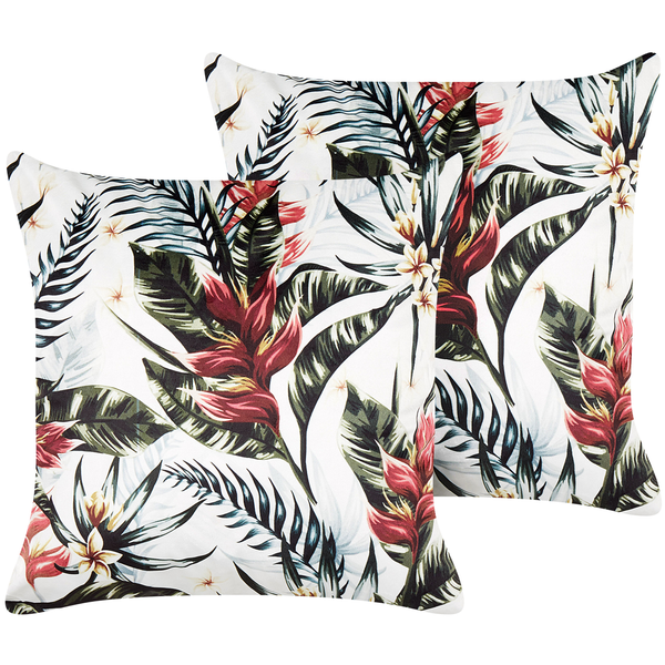 Dekokissen 2er Set EDELWEISS Samtstoff 45 x 45 cm Bunt Pflanzenmuster