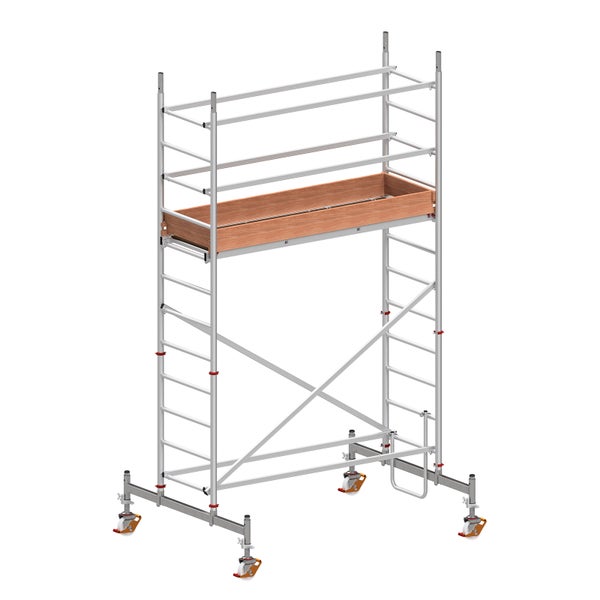 Fahrgerüst aus Aluminium mit Holzablage