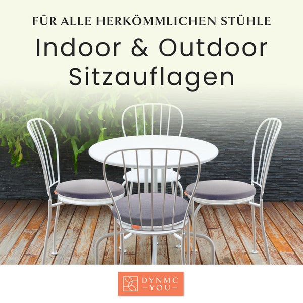 DYNMC you Sitzkissen Stuhl - Stuhlkissen 40x40 - Rund 4er Set Grau - Test SEHR GUT - INNOVATIONSPREIS ERGONOMIE - Mittelhart H3 - Sitzkissen Bank Memory Schaumstoff - Sitzpolster Stuhl - Stuhlauflage