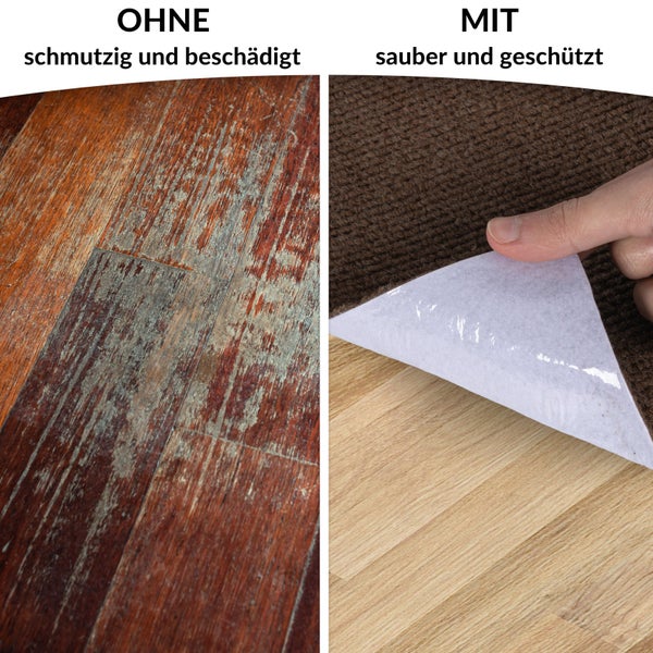 Bodenschutzmatte NEMESIS selbsthaftend für Hartboden Braun Größe: 150x150cm