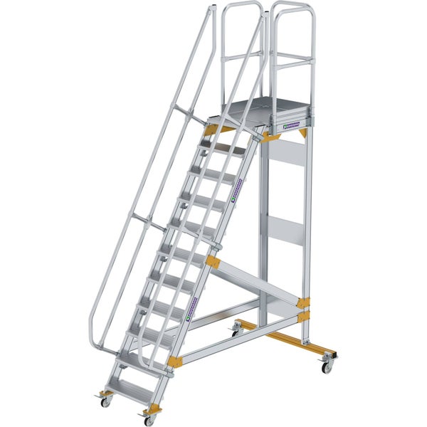 Günzburger Steigtechnik Plattformtreppe 60° fahrbar Stufenbreite 0,6 m 11 Stufen - 600711