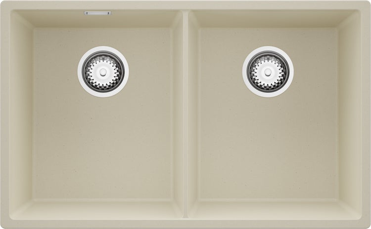 Doppelspülbecken aus Verbundmaterial mit zwei Becken und Abläufen