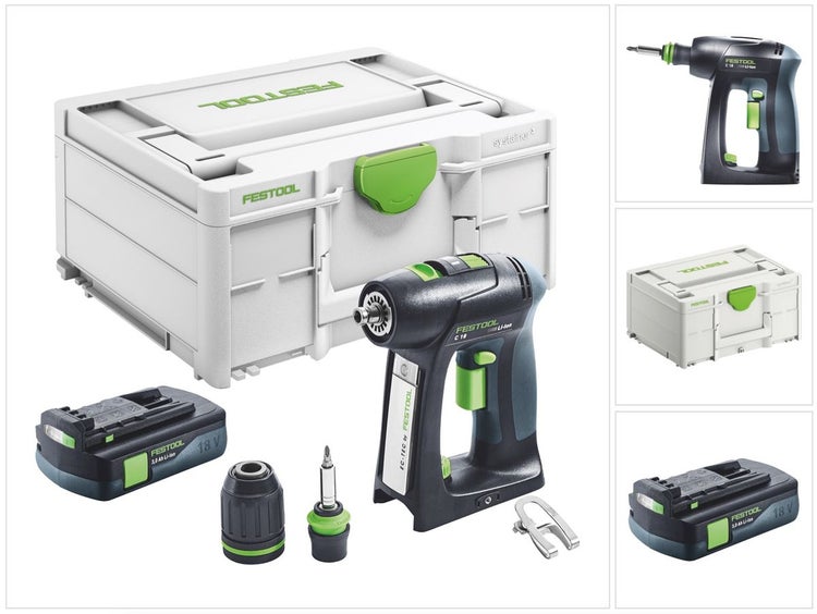 Festool C 18-Basic Akku Bohrschrauber 18 V 45 Nm Brushless + 1x Akku 3,0 Ah + Systainer - ohne Ladegerät