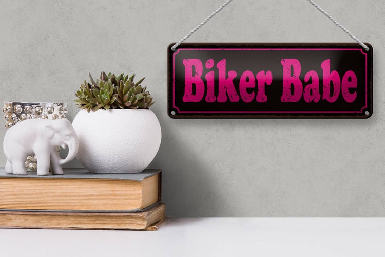 Blechschild Spruch 27x10cm Biker Babe Dekoration