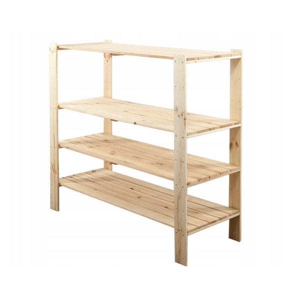 Holzregal mit vier Ebenen für Lagerung und Organisation