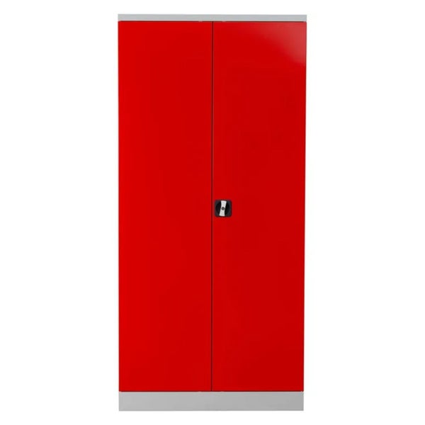 PROREGAL Stahlschrank Bee 5 Fachböden HxBxT 195 x 92 x 50 cm Verzinktes & Verstärktes Fachbodenmaterial Grau & Rot