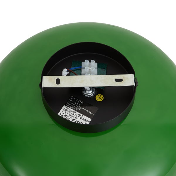 Deckenhalterung einer runden Deckenlampe mit Montagebügel und Anschlussklemme