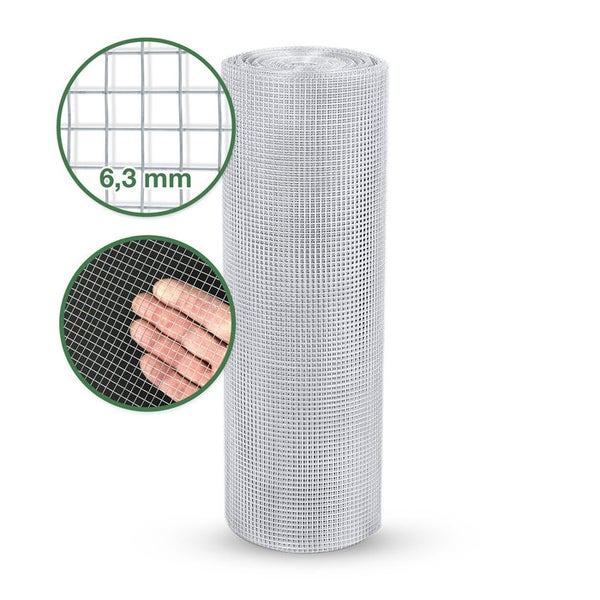 FLOORDIREKT Drahtgitter - Wühlmausgitter - Verzinkt - Maschenweite: 6,3 mm - 1 x 10 m