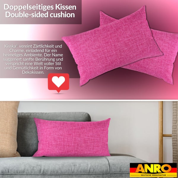 Kissenhülle Fuchsia 30x50cm mit Füllung Leinenoptik