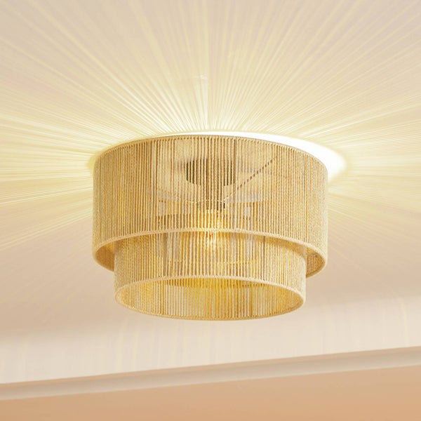 Lindby Deckenlampe Anuva (Landhaus, Vintage Rustikal) aus Papier (1 flammig E27) - Deckenleuchte Lampe Wohnzimmerleuchte