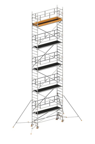 Layher Rollgerüst Uni Standard P2 Safety Plus mit Doppelgeländer und Gerüststützen 11,20m AH