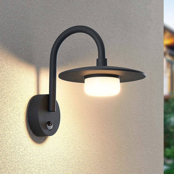 Lucande Wandleuchte außen Zamalino mit Bewegungsmelder (spritzwassergeschützt (Modern) in Schwarz aus Aluminium (1 flammig, GX53) - Wandlampe für Außenwand/Hauswand Haus Terrasse und Balkon